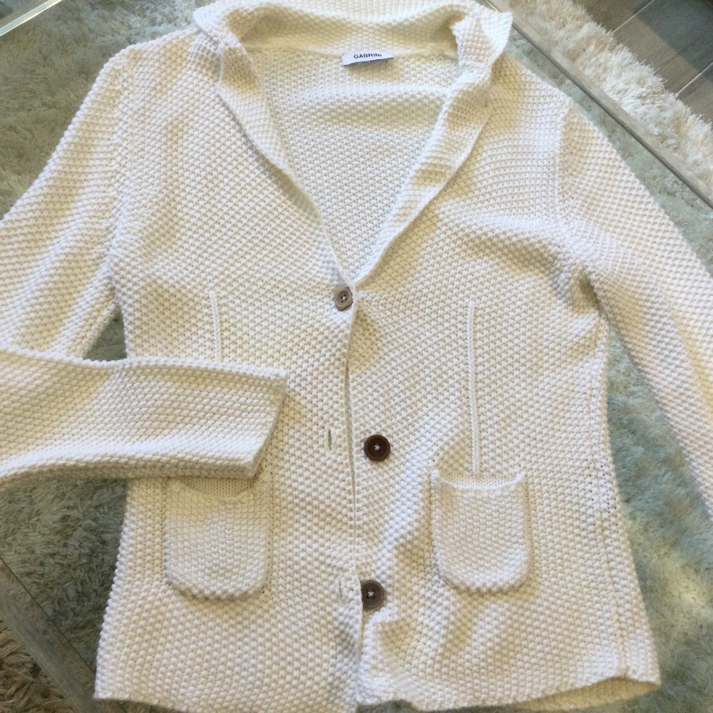 Three Button Blazer Jacket 100% Cotton Classic Wh… - image 1